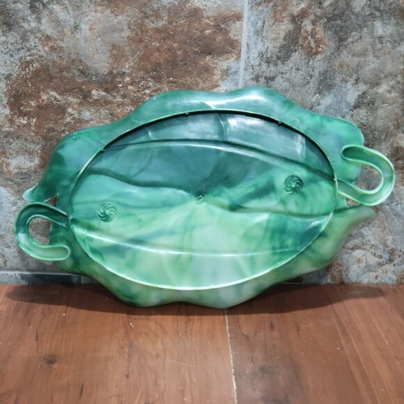 Vintage Serving Tray Platter A Lucky Wish Green Plastic Swirl - Picture 2 of 13